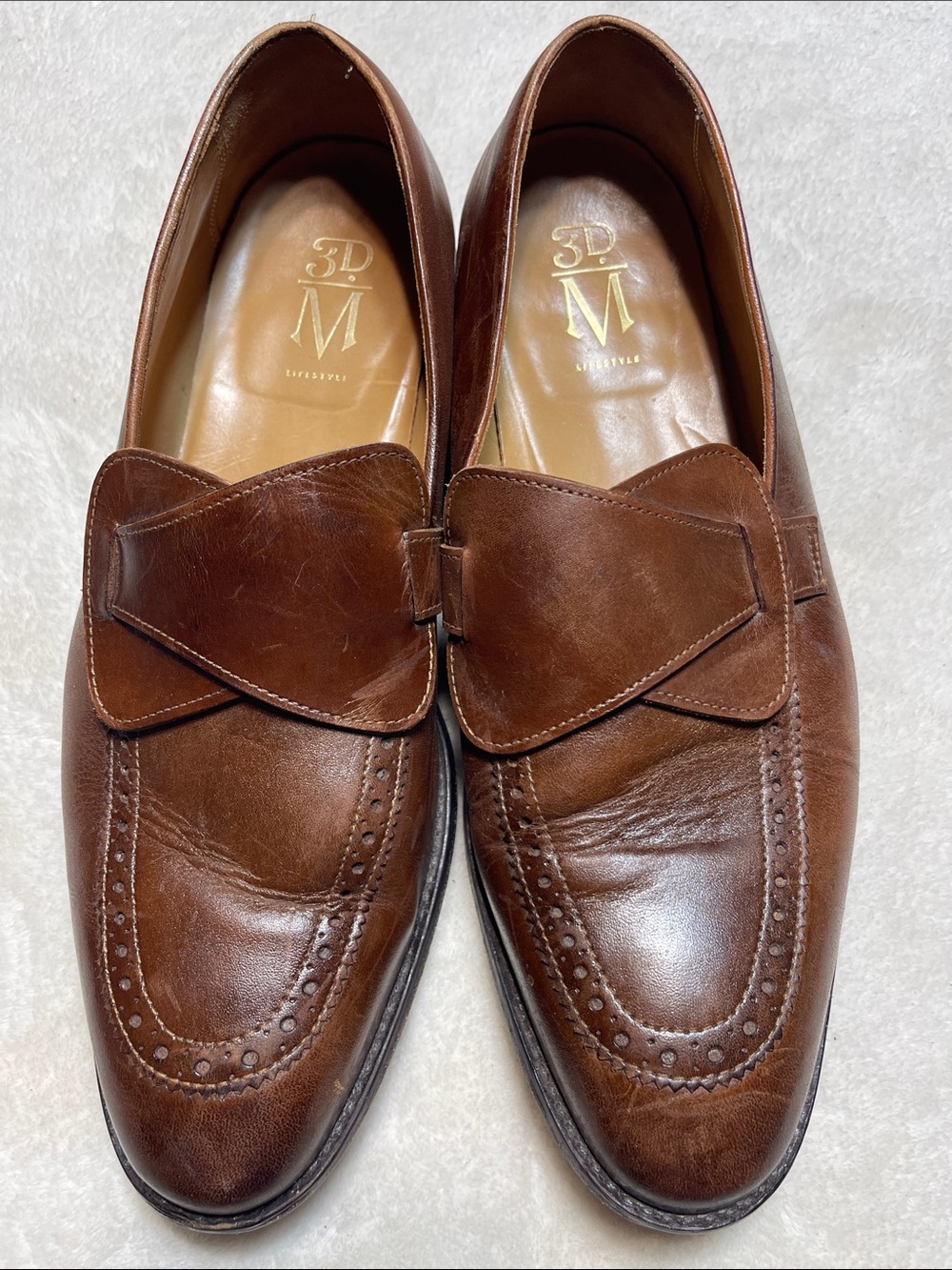 3DM Lifestyle Leather Brown Leather Slip-On Loafers Size 13.5